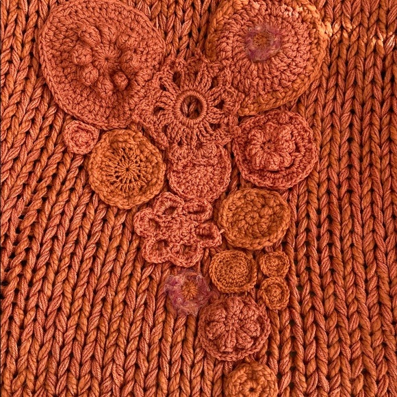 One of a kind Hand knitted Orange Chunky Throw - Picture 9 of 9